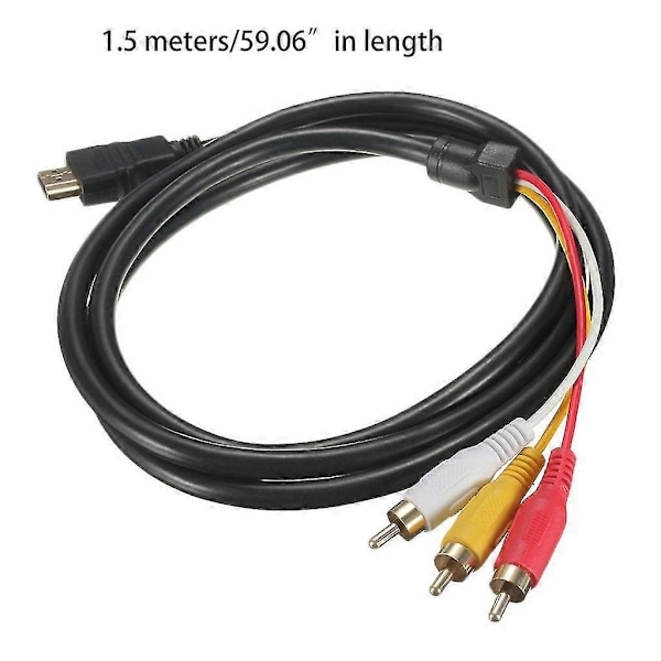 HDMI-RCA-kaapeli, HDMI-uros 3-RCA-uros videoääni AV-kaapeliadapteri lähetin HDTV:lle, 5ft/1.5m