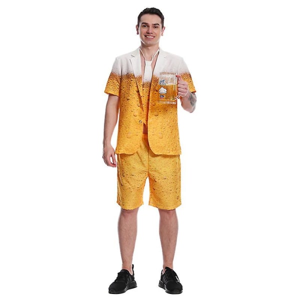 Ny oktoberfest øl cosplay kostyme for menn kvinner bayerske fancy antrekk Gul øl dress 3d trykte klær karneval festsett Men Set A L