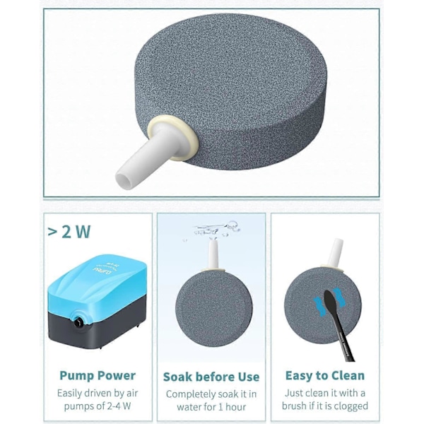 Akvarium Disk Bobler 4cm Boblefrigørelsesværktøj Rund Iltspreder til Luft Nanopumper Akvarier Små Damme og DWC Tanke, 4 Pakker