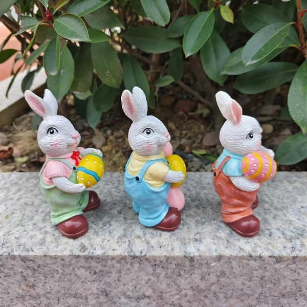 3 stk. Påskeharepynt Hare Egg Figur til Hjem Feehage Plen