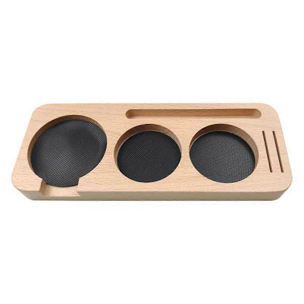 58 mm Trä Kaffe Tamper Station Ställ Kaffe Portafilter Hållare Pressare Ställ Espresso Distributör