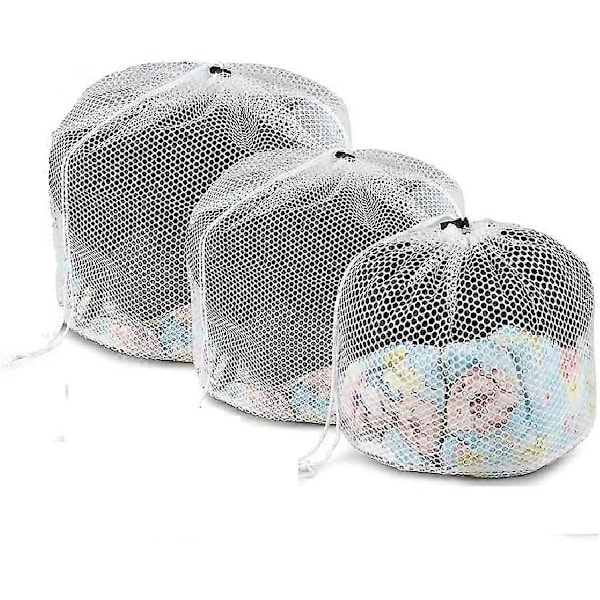 Vaskeposer med snøring for vaskemaskin, sett med 3, Acsergery gave i netting