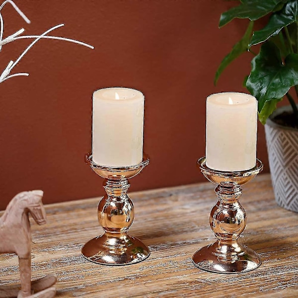 Guld 2 stk. Jern Lysestager, Mest Ideel Til 8 cm Lys Eller Flammeløse LED Lys, Gaver Til Bryllup, Fest, Hjem, Spa, Reiki, Voti