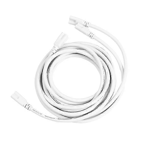 2 st 2 Meter 3-stifts Led Integrerad Rörkabel T5/t8 Anslutningskabel Dubbeländad Strömkabel (vit)