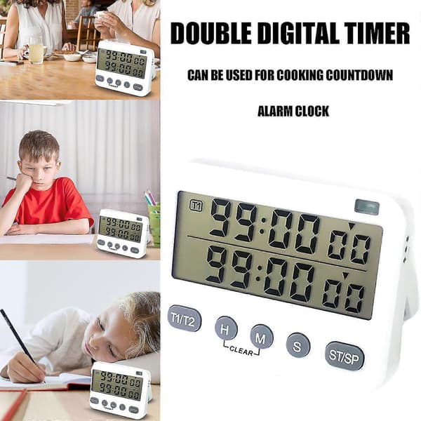 Dobbelt Digital Timer, Køkken Timer Til Madlavning Nedtællingstimere