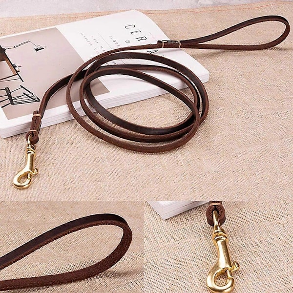 130cm 180cm Ægte Læder Lille & Mellem Hundesnor Håndlavet Holdbar Bærbar Let Blød Ægte Læder Snor til Små Hunde Katte