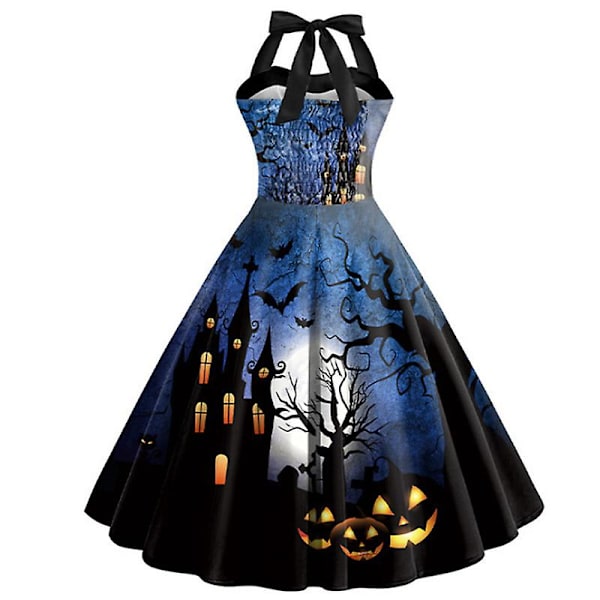 Halloween Kvinder Sommer Slanke ærmeløse A-line Flare Solkjoler COLOR 4 M