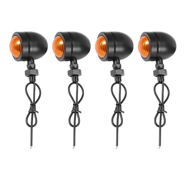 4 stk. sorte motorcykelblinklys indikatorlampe Moto blinklys til Chopper Bobber TY