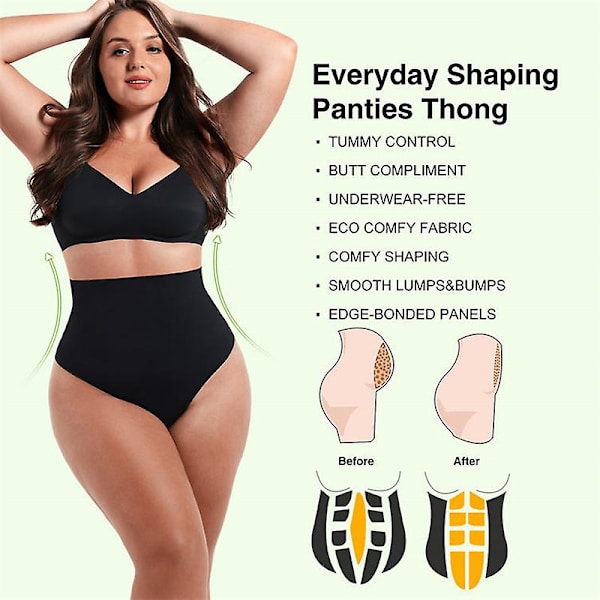 Højtaljet mavekontroltrusser Kvinder String-trusseformer Slankende Undertøj Butt Lifter Maveformende Cincher Brief Body Shaper Beige M
