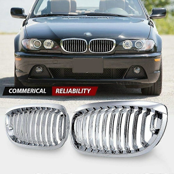 for - E46 3-serie Coupe Cabriolet 2-dørs 2003-2006 Frontpanser Sentral Nyre Grill (Chrome, Enkel Linje)