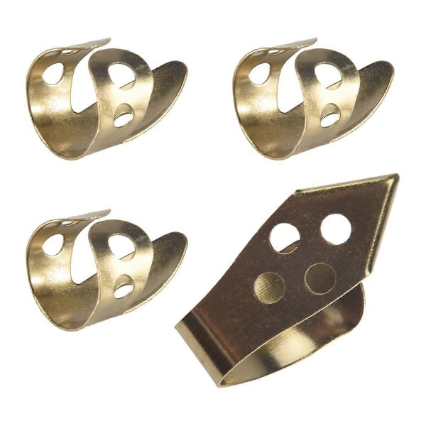 Gitarplekter for fingrene 3 pekefingre + 1 tommel Justerbar metall Banjo Fingerstyle Plekter Fingerbeskyttelse