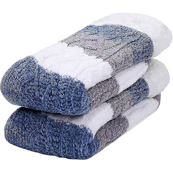 Damtofflor Strumpor Varma Fluffiga Strumpor Mjuka Luddiga Strumpor Vinterstickade Strumpor Chenille Randiga
