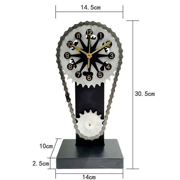 American Gear Clock Kreativ dekorativ skrivebordsklokke Retro kjedeklokke Håndverk Ornament Kjede Gearklokke Black