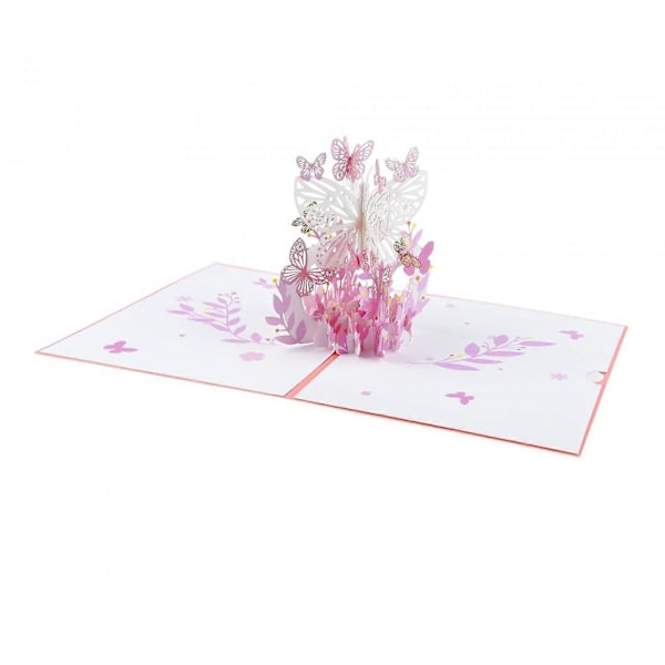 Fjärilsblomma Popup-kort, 3D-gratulationskort, unik present till damer och flickor, årsdag födelsedag