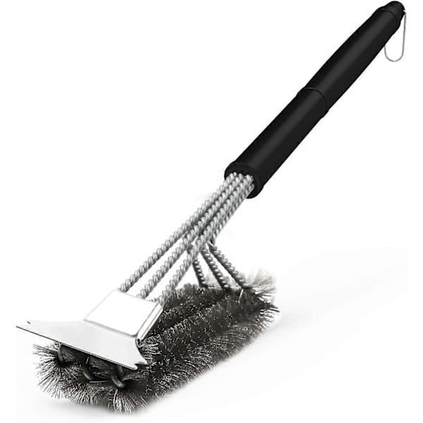 Grillbørste til rengøring af grillen, metalrengøringsbørster med stålbørster eller skorstensskraber, 43,5*7cm