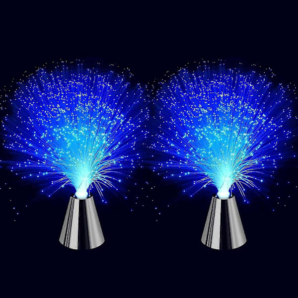 Fiberoptisk Lampa - Isfiberlampa med Batteri/Konisk Bas, LED Färgskiftande Lugnande Stämningsfull Nattlampa (2-pack)