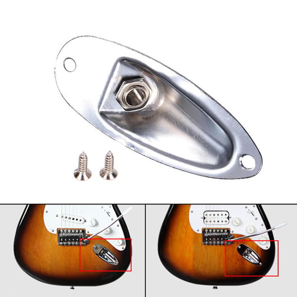 Pickup jack 6,35 mm bådformet pickup jackstik egnet til Stratocaster elektrisk guitar silver