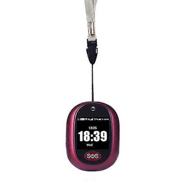 4G GPS-paikannusriipus V45 lapsille, vanhuksille, mini GPS henkilökohtainen paikannin hälytyskellolla, vedenpitävä (punainen)