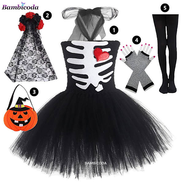 Funny Bones Kostume Til Småbørn Børn 2023 Heksekostume Til Piger Purim Sødt Kraniekostume Halloween Cosplay Fest Fancy Dress a6 M(100)