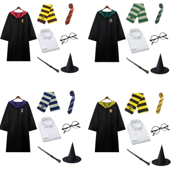 Halloween Harry Potter magisk kappe perifer cos kostyme ytelse kostyme sett Hufflepuff S
