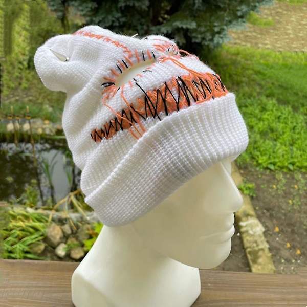 Miehet Halloween Balaclava Pelottava Naiset Neulottu Huppu Neulottu Hattu Juhla Moottoripyörä Polkupyörä Hiihto Pyöräily Hienot Pääkallon naamarit 6 white