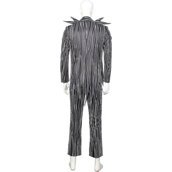 Jack Skellington Herr Halloween Cosplay Kostym Randig kostym med byxor Fladdermusfluga för vuxna Halloween Cosplay Kostym rekvisita M