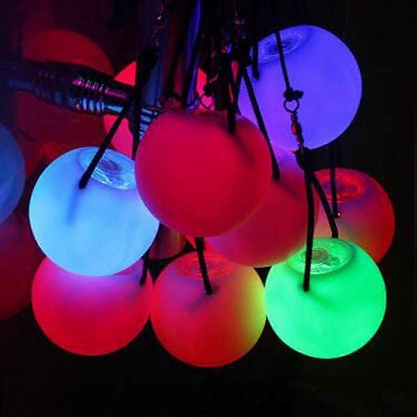 Pro LED Flerfarvede Glow Poi Kastede Bolde Lyser Op Til Mavedans Håndrekvisitter