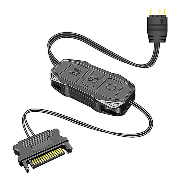 Coolmoon Ar-1 Argb Controller Forlænget Kabel Bred Kompatibilitet 3 Pin Til Sata Pin Strømforsyning Sort Mini Rgb Controller Til Kabinetblæser