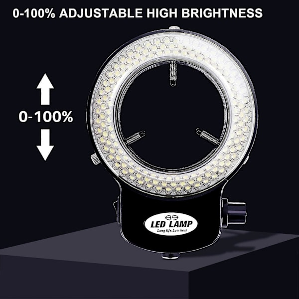 144 LED Miniscope-rengasvalo Rengasvalo 0 - 100% säädettävä lamppu Miniscope-rengasvalolle