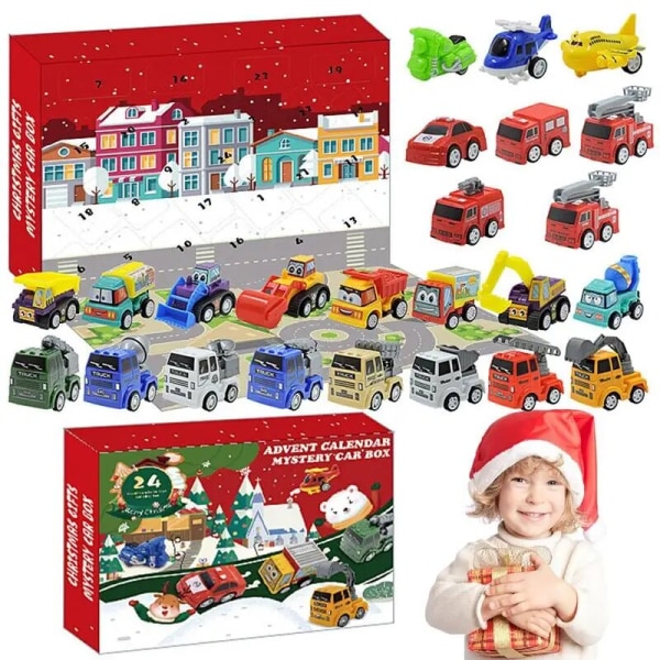 24 dages adventskalender Børnelastbil Bil Julenedtællingskalender Adventskøretøj Drengelegetøj 2023 Børnelegetøj Adventskalender Type A