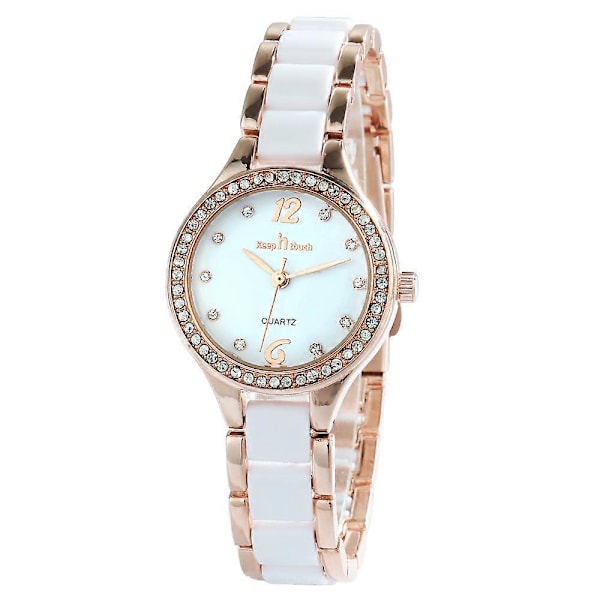 Dame Keramiske Armbåndsure Mode Luksus Quartz 3ATM Vandafvisende Rustfrit Stål Armbåndsur (Guld)