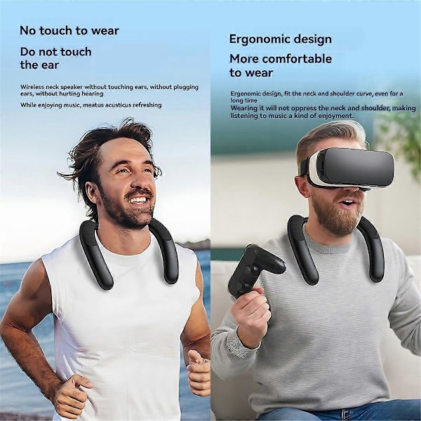 Kannettava langaton Bluetooth-kaiutin kaulaan, stereomusiikkisoitin mikrofonilla, bassolla, handsfree