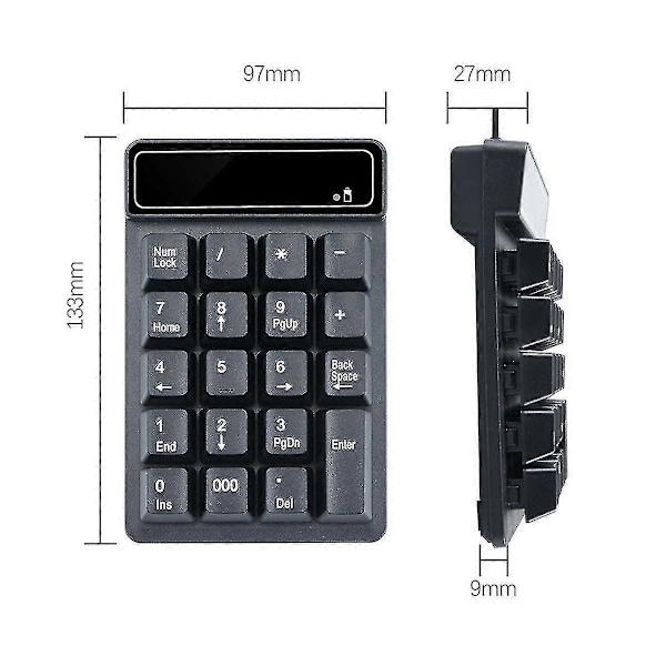 2.4 GHz Trådløst Tastatur Mini USB Numerisk Tastatur 19 Taster Num Pad Numpad Mottaker For Regnskap