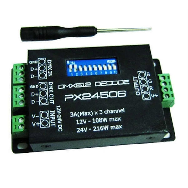 PX24506 LED Kontroller LED Dekoder DMX 512 Dekoder Driver 9A DMX 512 Forsterker 12V 24V RGB LED Strip