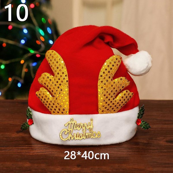 Nya julhattar Vuxna Barn Barn Kostym Jultomten Snögubbe Renfestival Hattprydnad till Navidad Nyårspresenter 10 28*40cm