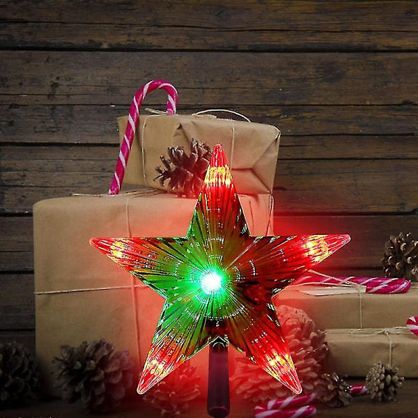 Christmas Tree Star Batteridrevet Led Star Tree Topper Flerfargede lys Star Topper Til julefest ferie innendørs Styles 1