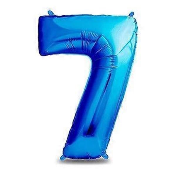 1 stk. Blå 7 års fødselsdagsballon - 81 cm Nummerballon - Drengs fødselsdagsdeko-sæt - Tillykke med fødselsdagen dekoration - Tillykke med fødselsdagen ballon - Flyver med helium
