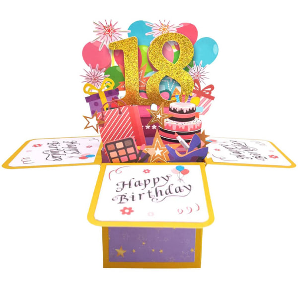 Grattis på 18:e 3d gratulationskort Grattis på födelsedagen Kort Pop Up födelsedagskort för flicka Pojke Son Dotter Systerson