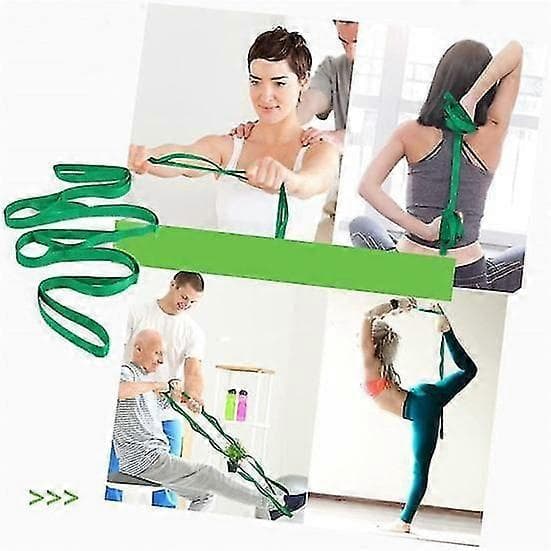 Icke-elastisk stretchrem Slitstark Multipel Loop Design Fysioterapi Stretchrem Yogarem för Män Kvinnor-Yvan black