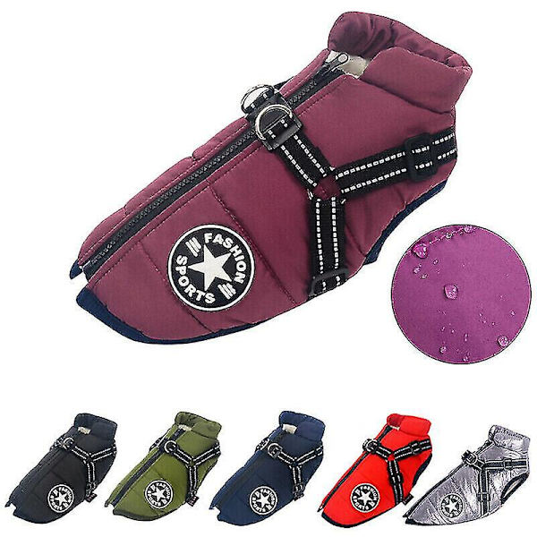 Efterår Vinter Pet Vest Pet Hvalp Hund Kat Varm polstret frakke Sele lynlåsjakke Red 2XL