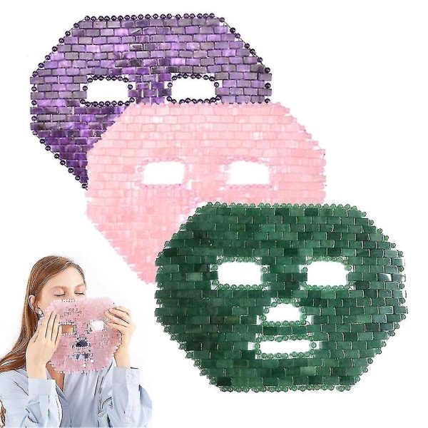 Tflycq Pink Crystal Eye Mask Håndlavet øjengardin Crystal Sovemaske Rose Quartz Cold Therapy Facial Massager Naturlig Jade Mask purple face mask