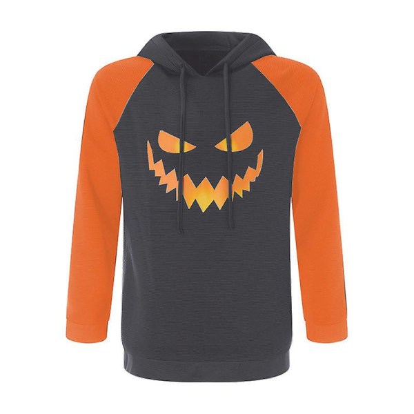 Græskar Halloween Kostume Hættetrøje Pullover Hættetrøje GRAY STYLE 2 M