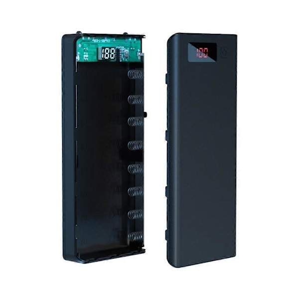 8x18650 Power Bank -kotelo A6 LCD-näytöllä, matkapuhelimen lataus DIY kuorelle Cha