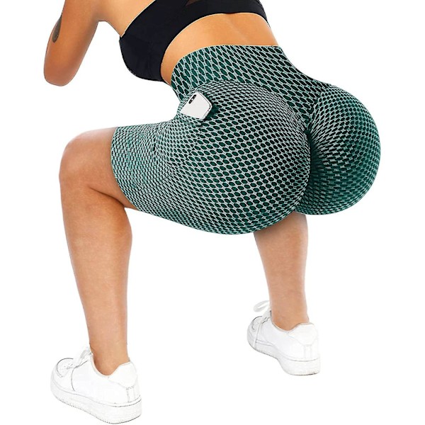 Tflycq Träningsleggings för kvinnor Fitness Sport Löpfickor Leggings Yogabyxor Green XL