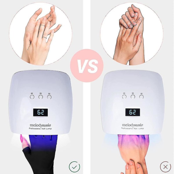 Uv-skydd Halvfingerhandskar För Manikyr Gel Nagellampa Körsport Black