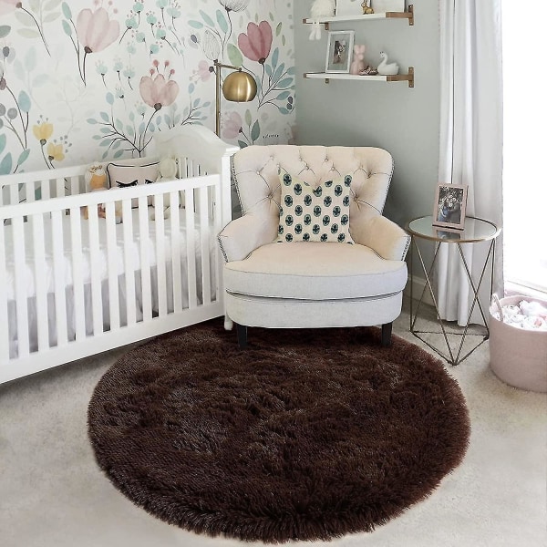 Tflycqblush Rundt tæppe til soveværelse,fluffy Circle tæppe 4'x4' til børneværelse,loddet tæppe til teenagepiger værelse,shaggy cirkulært tæppe til børneværelse,fuzzy Pl
