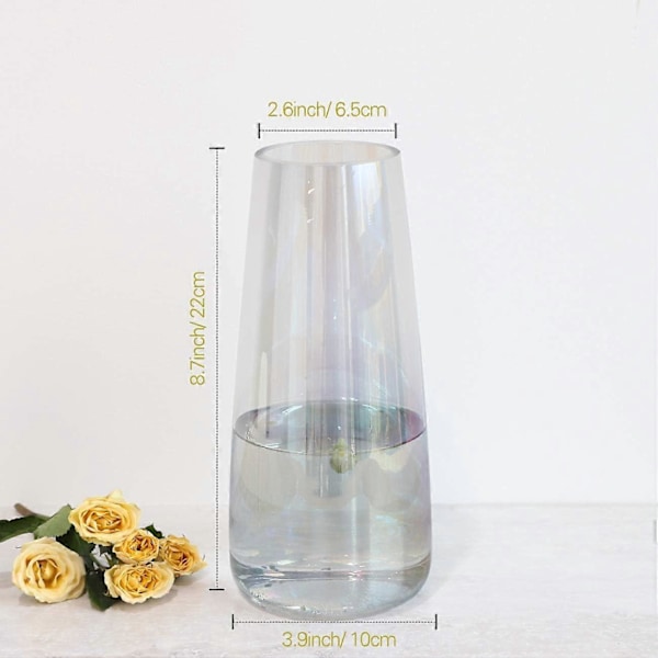 Glasvas, 22 cm Iridescent Crystal Ins Stil Dekorativ Blommig Växtknopp Kruka Behållare Hem - Iridescent