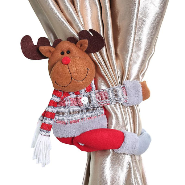 Christmas Curtain Tie Snømann Santa Claus Elg Hengende tegneseriedukke Hjem Gardindekorasjon Elk