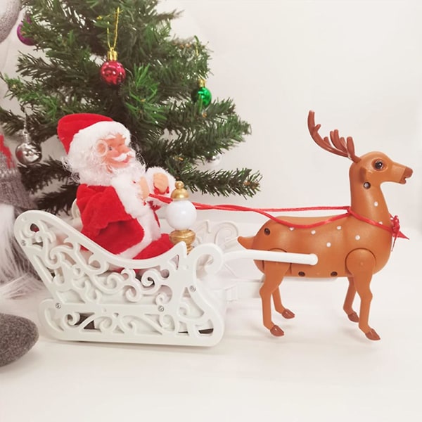 Julelekegaver Julenissen og hjort Julebilleketøy med musikk Reinsdyr med slede