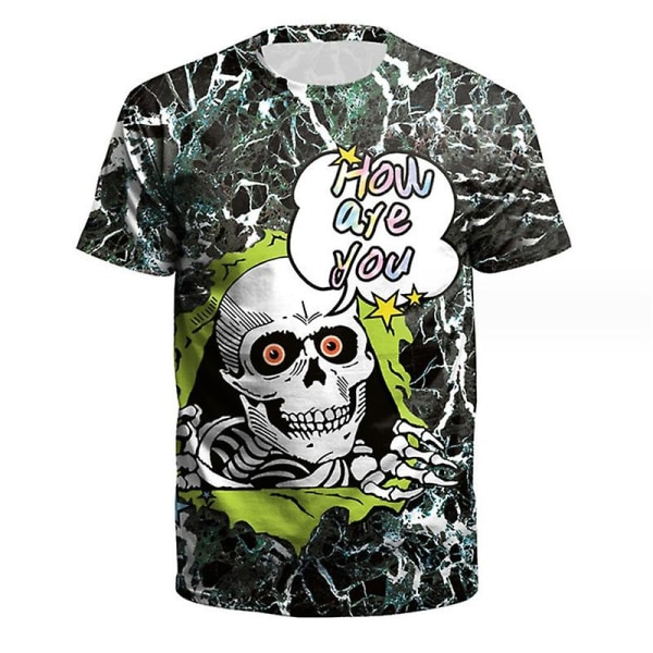 Halloween Skjelett T-skjorte for Menn og Gutter style 8 L